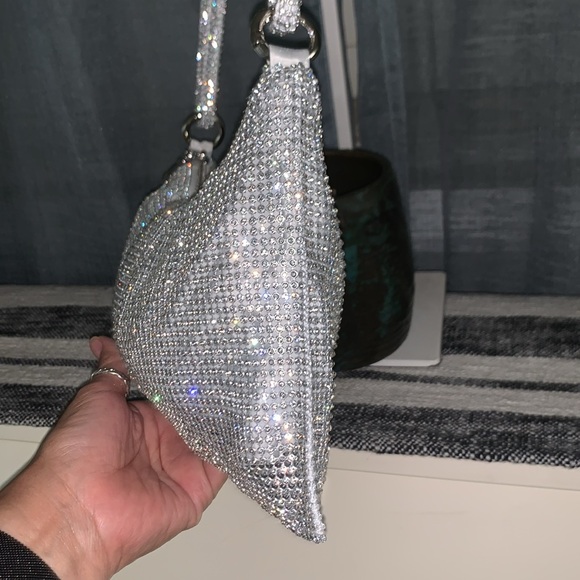 Rhinestone sparkly, silver clutch purse/handbag - Picture 6 of 10